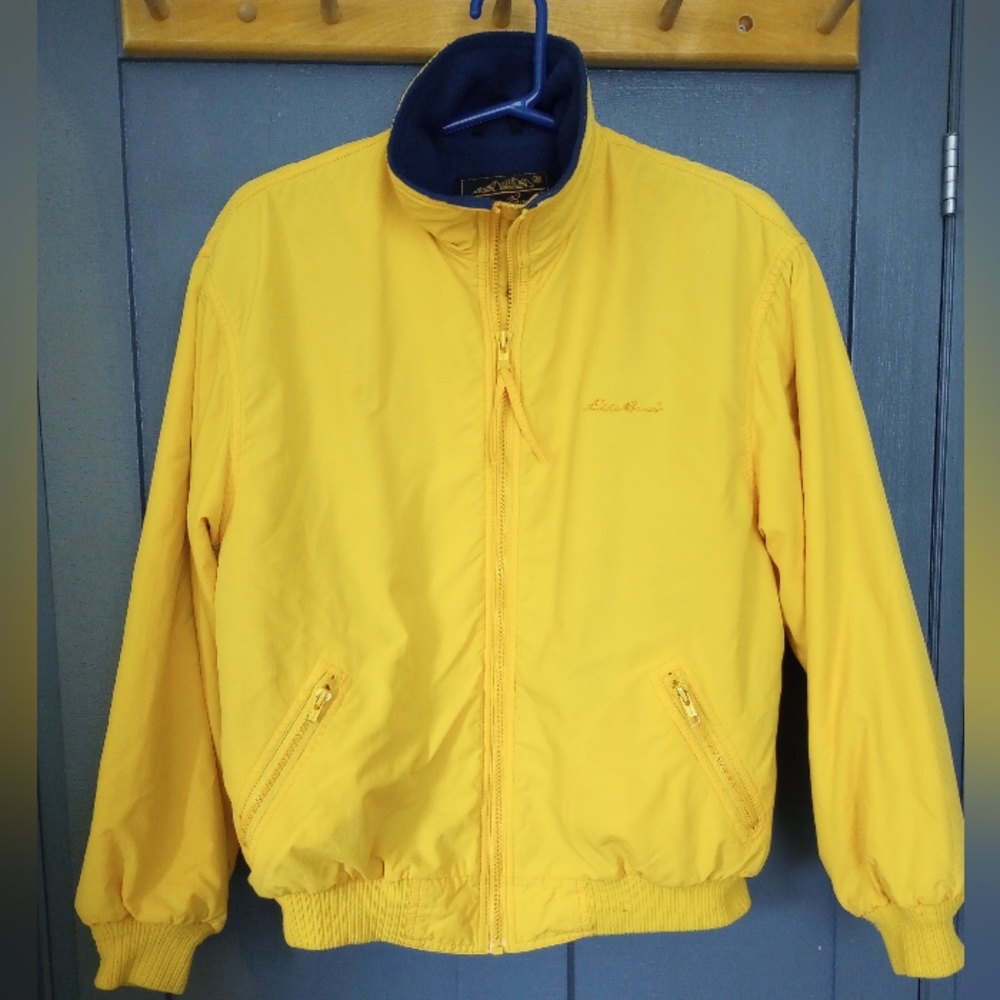 Eddie Bauer Women's Medium Bright Yellow Insulated Fleece Lined Zip-up Jacket